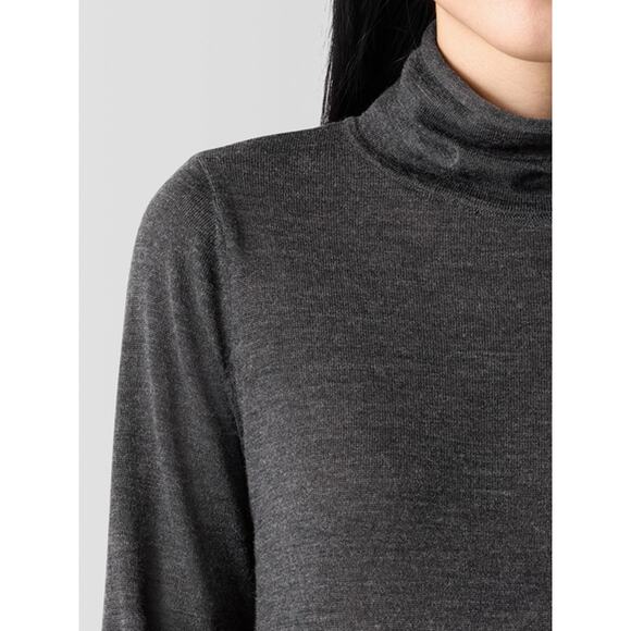 EILEEN FISHER Women's Fine Merino Turtleneck Top in Regenerative Wool Size M - Picture 2 of 11